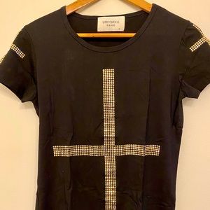 USED MENS BLACK STUDDED SHIRT